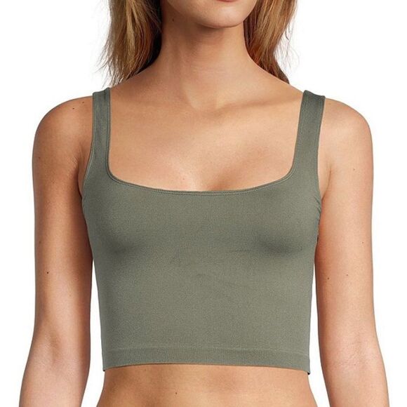 NWT Free People Scoop Neck Crop Brami - Army M/L - Picture 2 of 5
